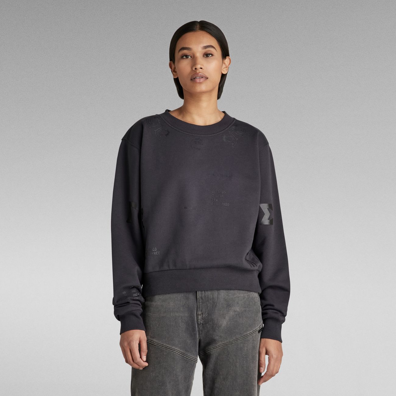 G-STAR RAW DENIM MULTI GRAPHIC CROPPED LOOSE SWEATSHIRT Damen Sweatshirt